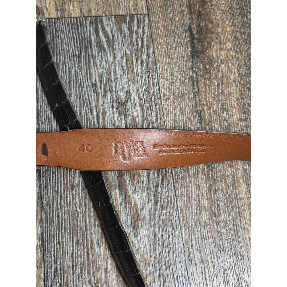 Black Jack Belts Mens 40 Genuine American Alligator Western Leather Belt Black